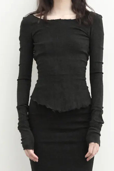 marc le bihan black halter stretch top 26907